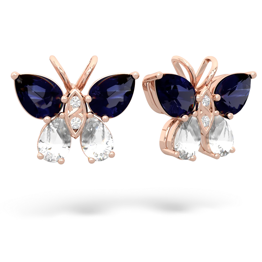 Sapphire Butterfly 14K Rose Gold earrings E2215