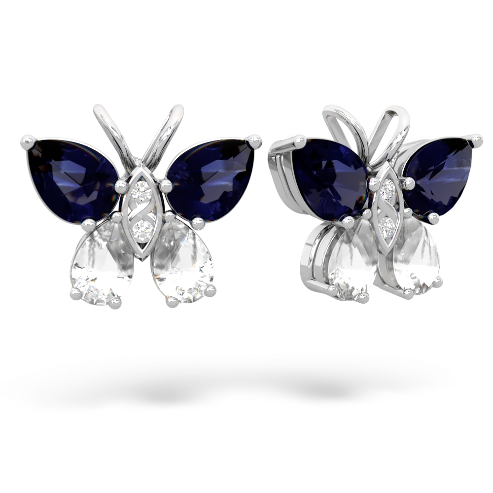 Sapphire Butterfly 14K White Gold earrings E2215