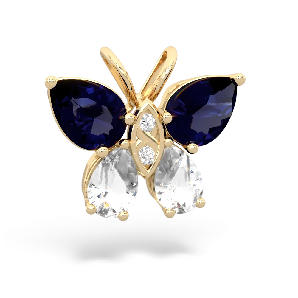 Sapphire Butterfly 14K Yellow Gold pendant P2215