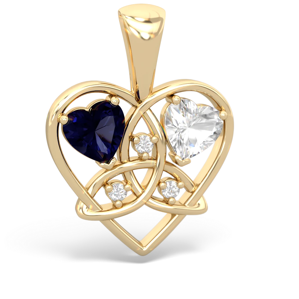 Sapphire Celtic Trinity Heart 14K Yellow Gold pendant P5331