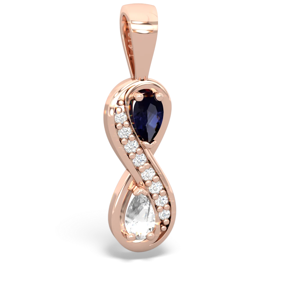Sapphire Diamond Infinity 14K Rose Gold pendant P5390