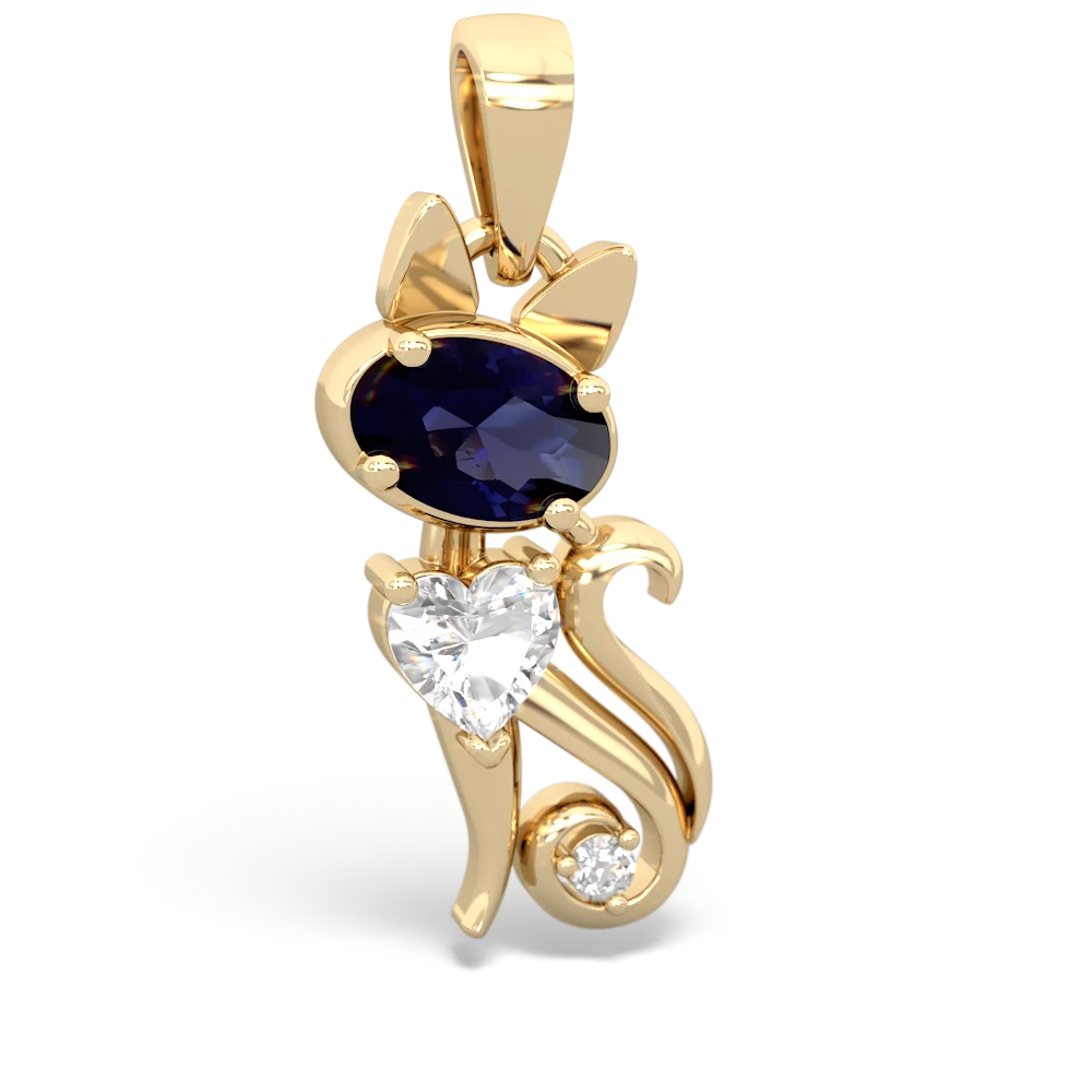 Sapphire Kitten 14K Yellow Gold pendant P5780