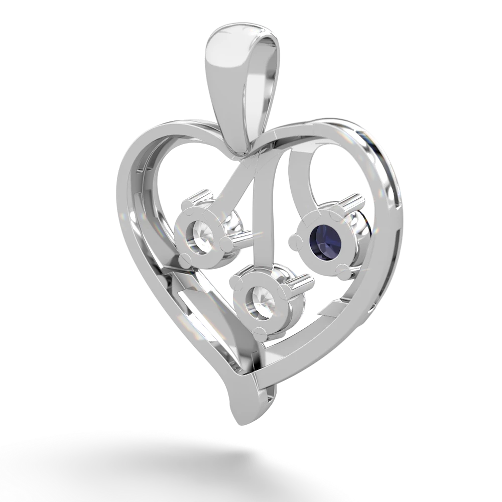 Sapphire Glowing Heart 14K White Gold pendant P2233