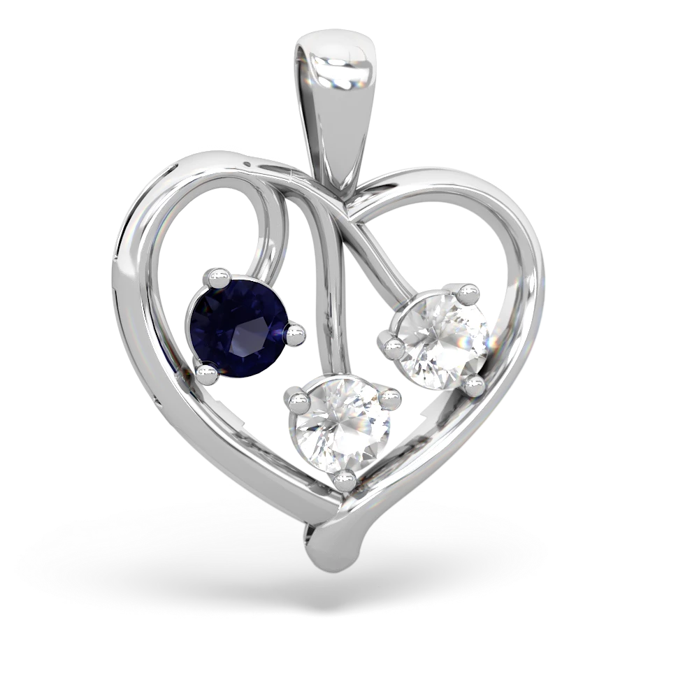 Sapphire Glowing Heart 14K White Gold pendant P2233