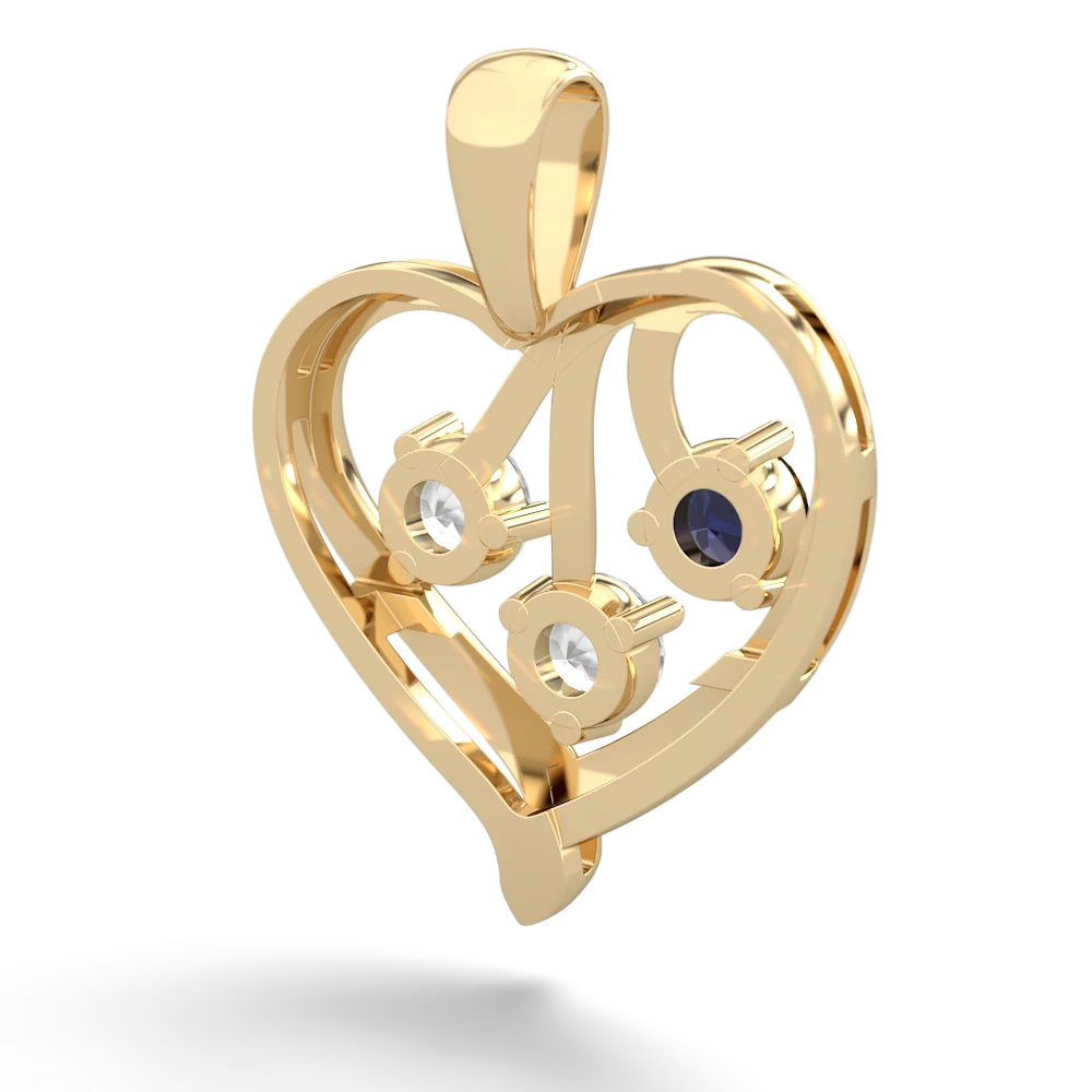 Sapphire Glowing Heart 14K Yellow Gold pendant P2233