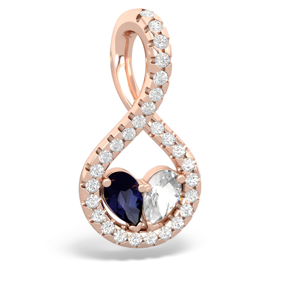 Sapphire Pave Twist 'One Heart' 14K Rose Gold pendant P5360