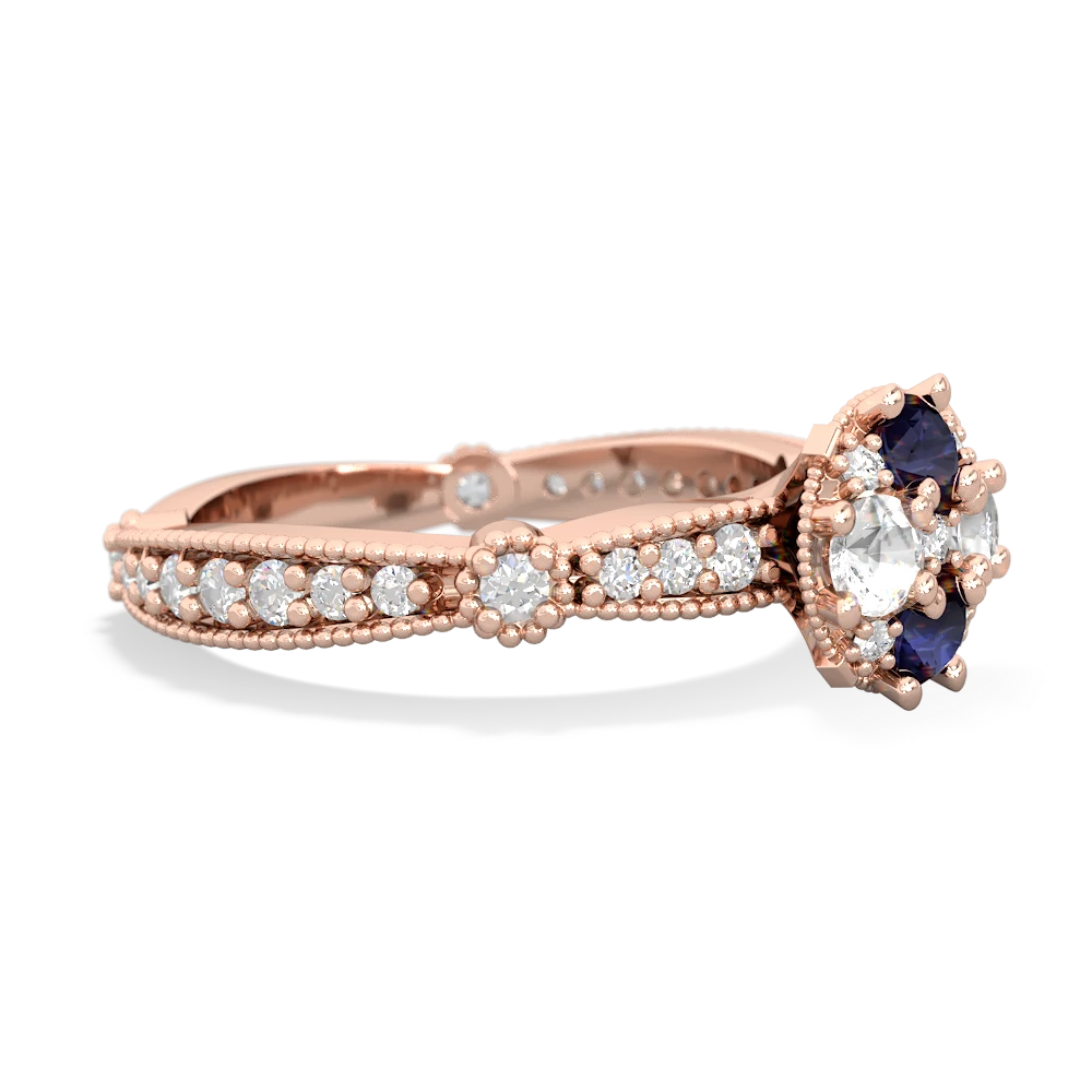 Sapphire Sparkling Tiara Cluster 14K Rose Gold ring R26293RD