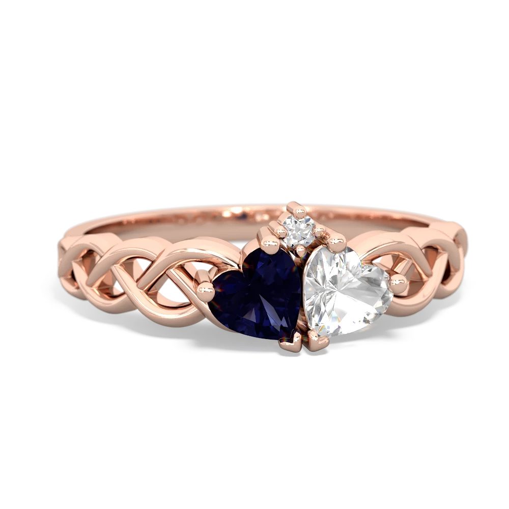 Sapphire Heart To Heart Braid 14K Rose Gold ring R5870