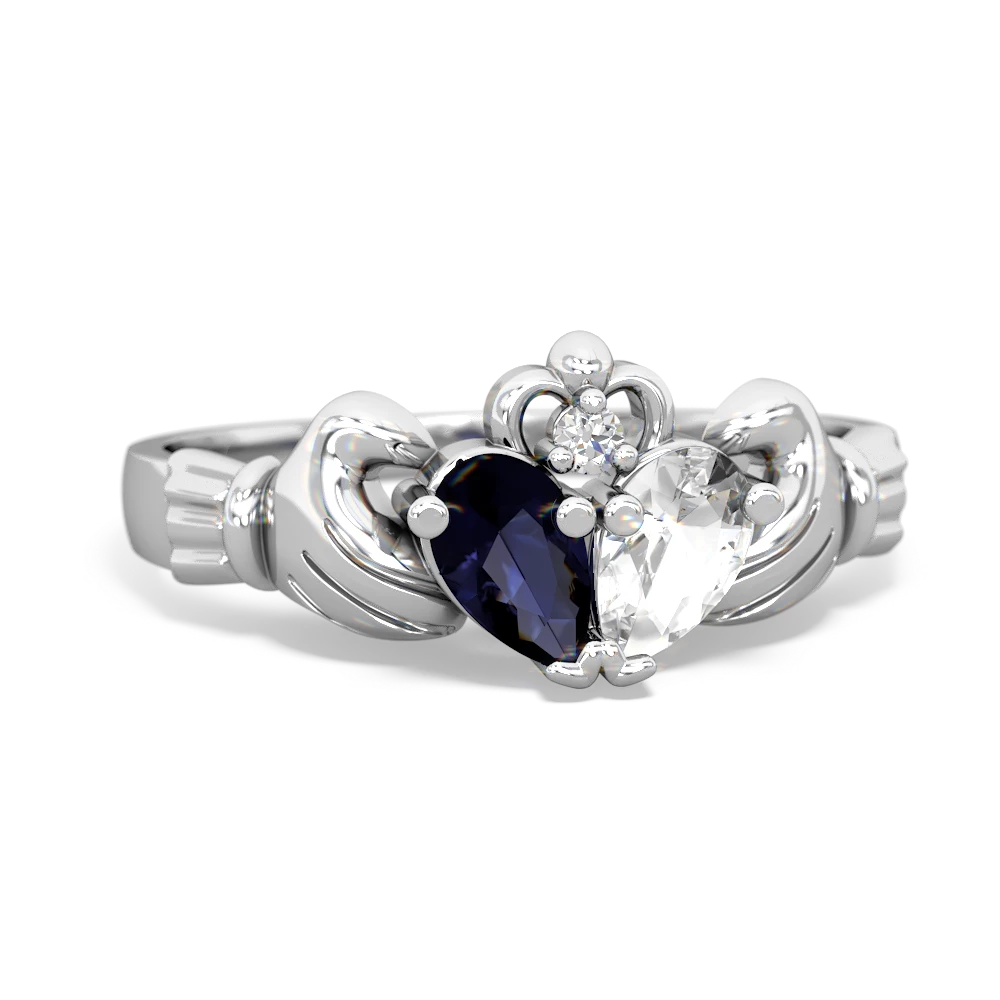 Sapphire 'Our Heart' Claddagh 14K White Gold ring R2388