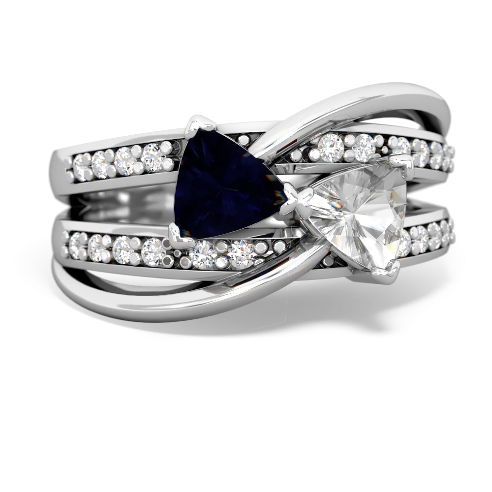 Sapphire Bowtie 14K White Gold ring R2360