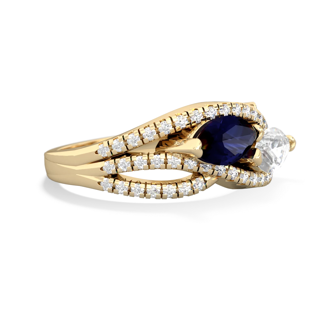 Sapphire Diamond Rivers 14K Yellow Gold ring R3070