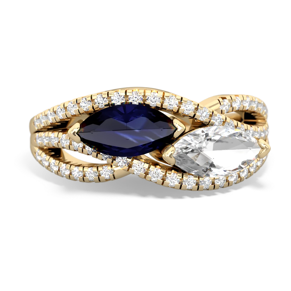Sapphire Diamond Rivers 14K Yellow Gold ring R3070