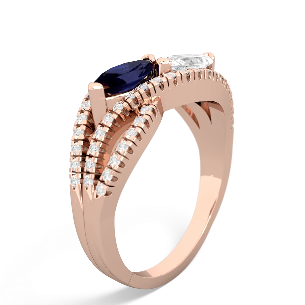 Sapphire Diamond Rivers 14K Rose Gold ring R3070