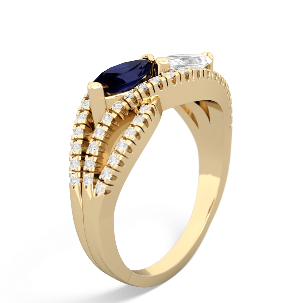 Sapphire Diamond Rivers 14K Yellow Gold ring R3070