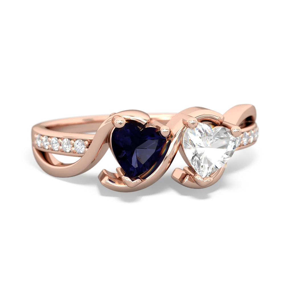 Sapphire Side By Side 14K Rose Gold ring R3090