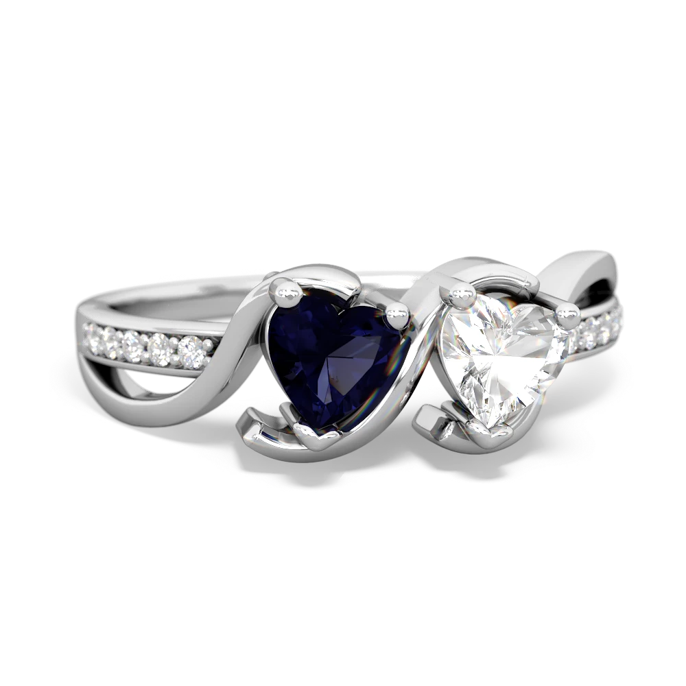 Sapphire Side By Side 14K White Gold ring R3090