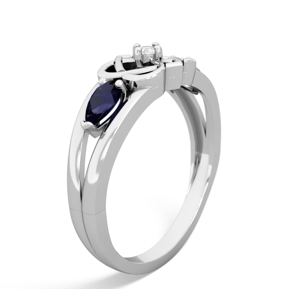 Sapphire Hearts Intertwined 14K White Gold ring R5880