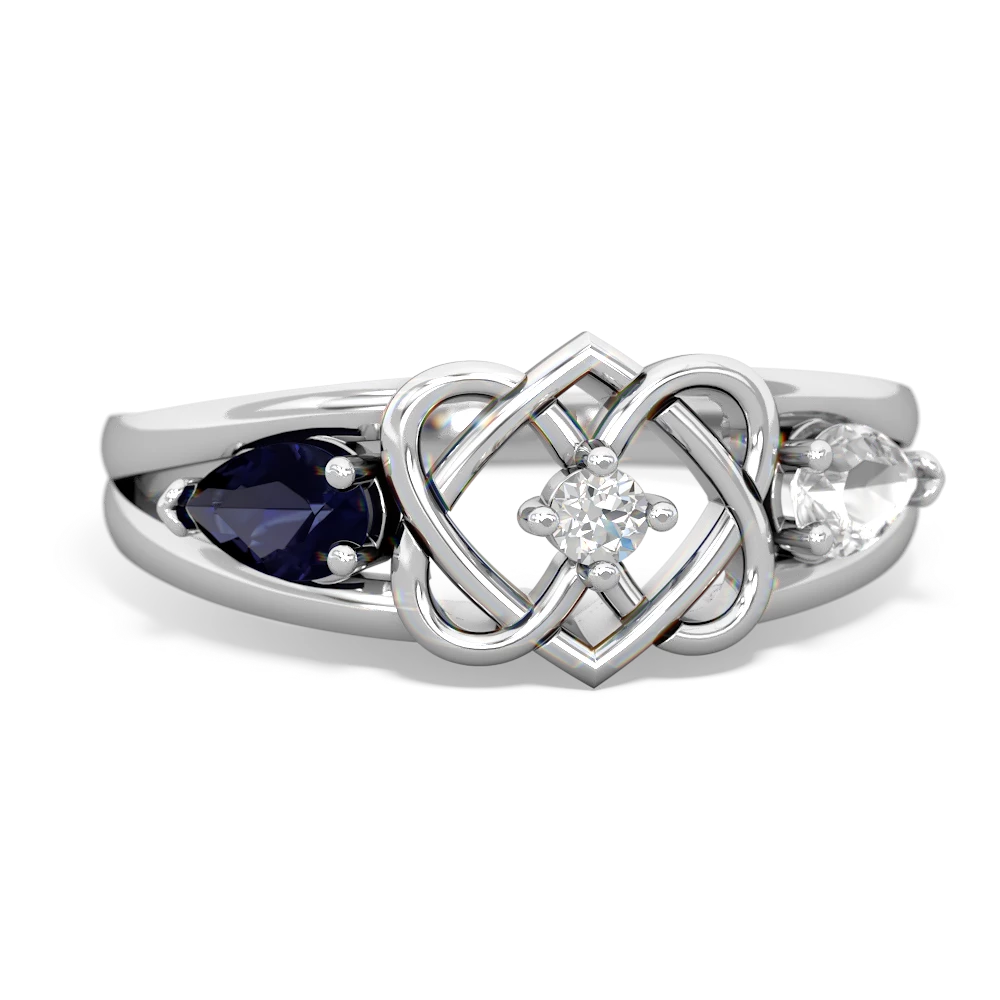 Sapphire Hearts Intertwined 14K White Gold ring R5880