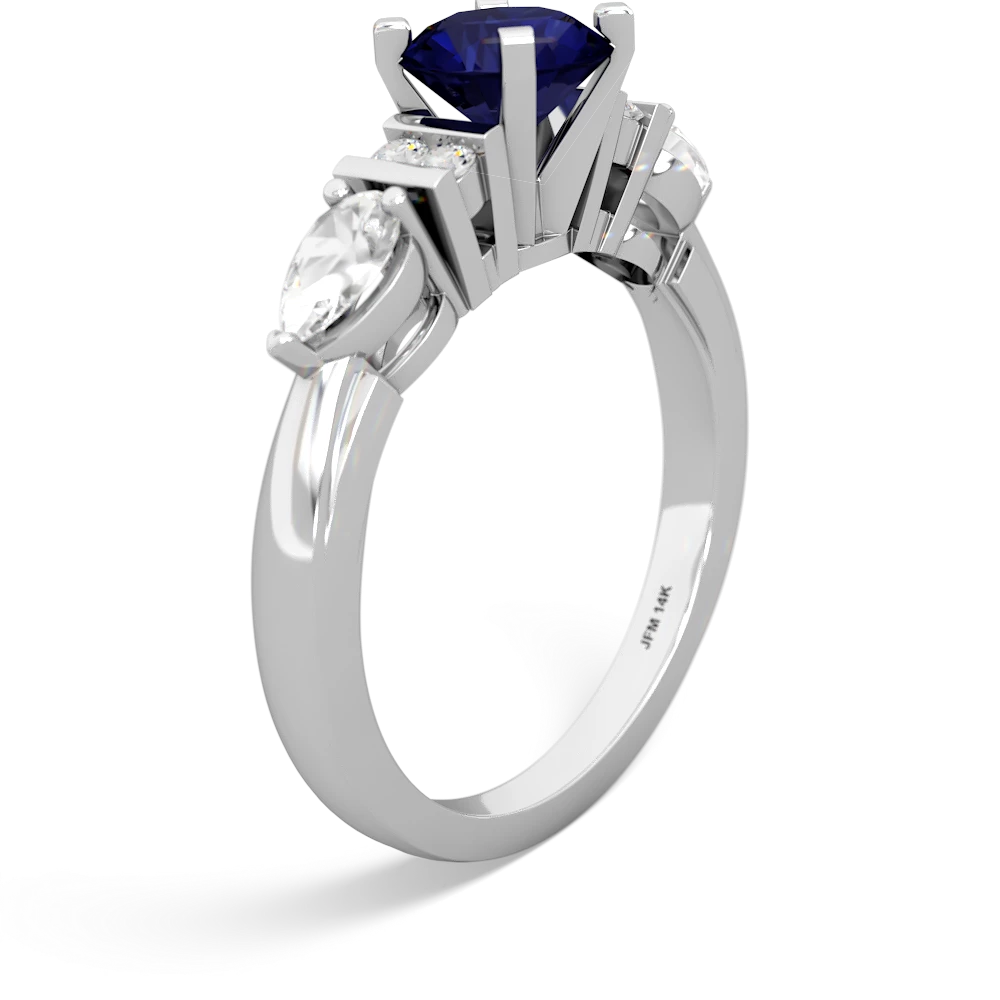 Sapphire 6Mm Round Eternal Embrace Engagement 14K White Gold ring R2005