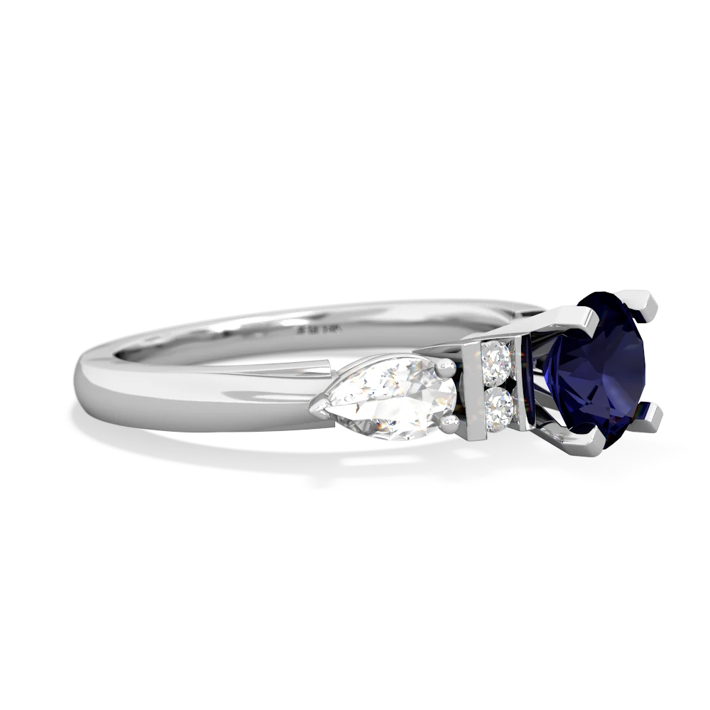 Sapphire 6Mm Round Eternal Embrace Engagement 14K White Gold ring R2005