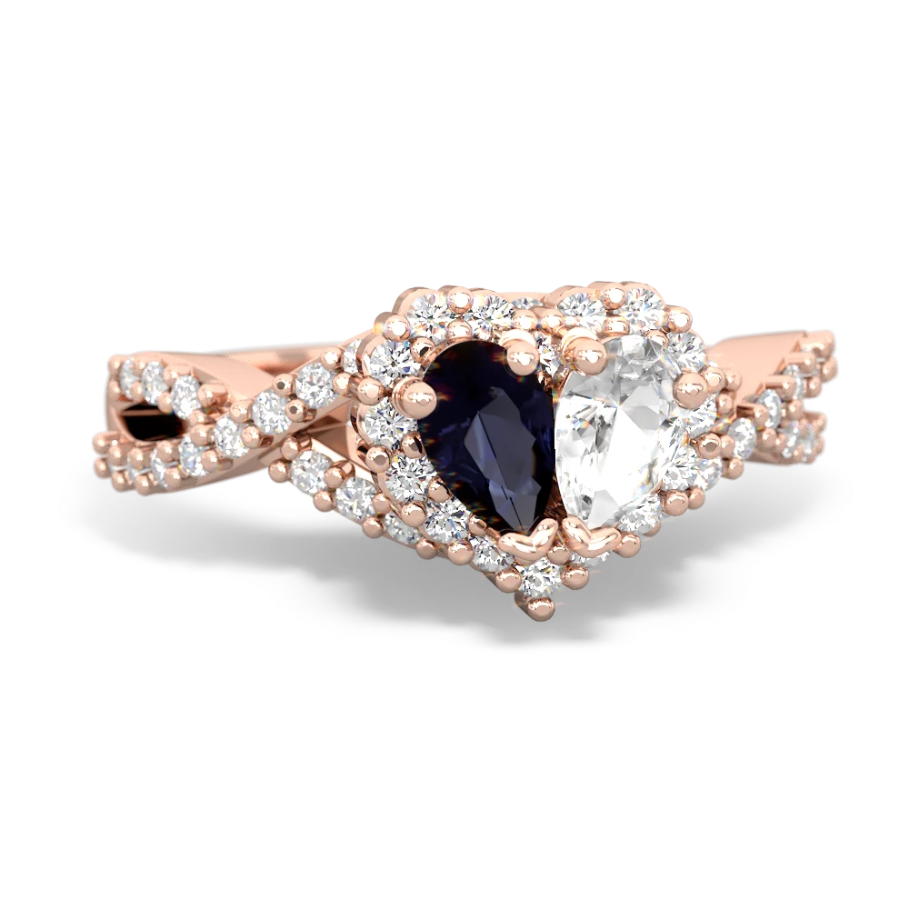 Sapphire Diamond Twist 'One Heart' 14K Rose Gold ring R2640HRT