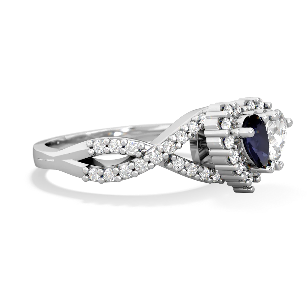 Sapphire Diamond Twist 'One Heart' 14K White Gold ring R2640HRT