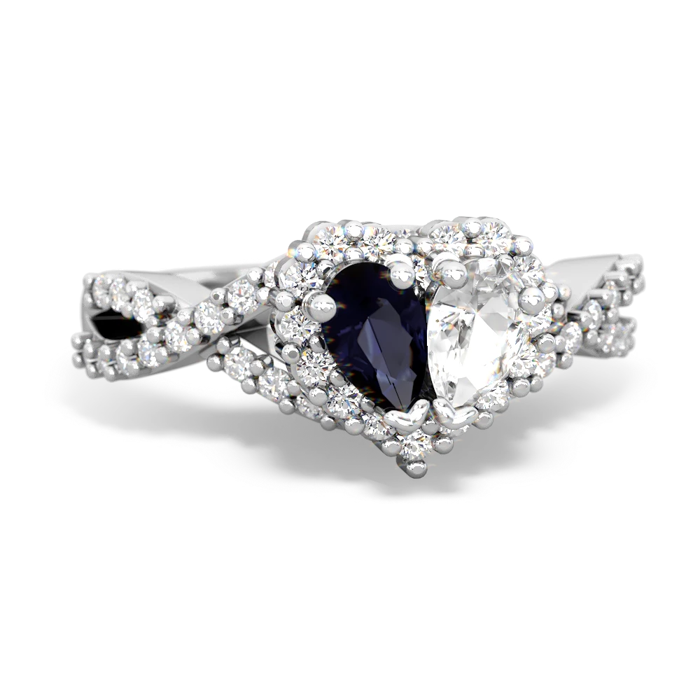 Sapphire Diamond Twist 'One Heart' 14K White Gold ring R2640HRT