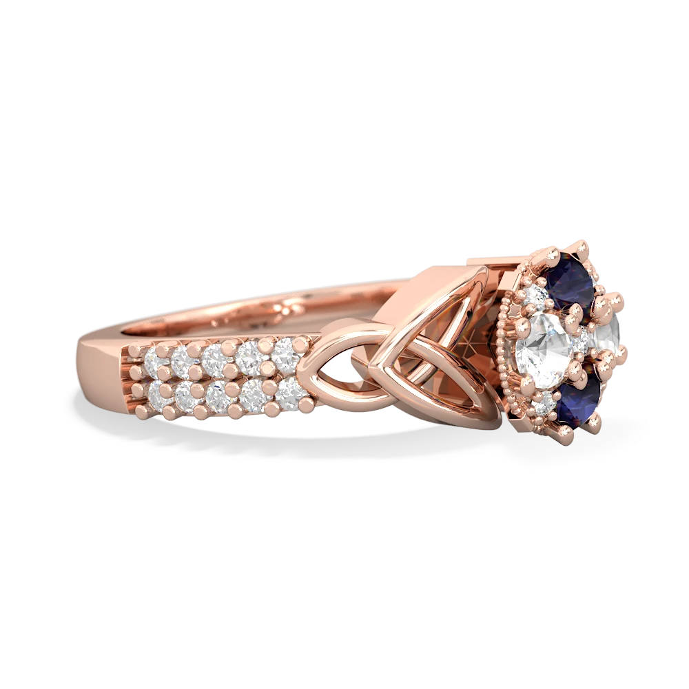 Sapphire Celtic Knot Cluster Engagement 14K Rose Gold ring R26443RD