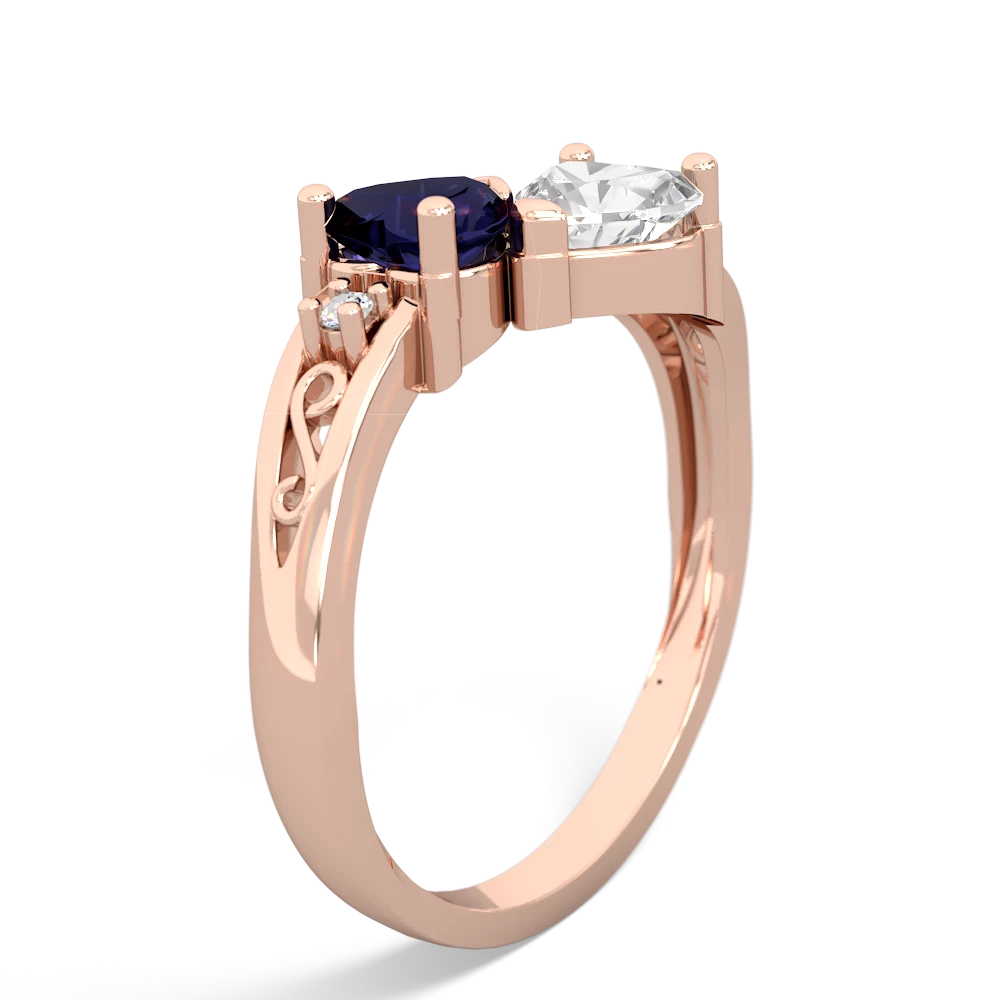 Sapphire Snuggling Hearts 14K Rose Gold ring R2178