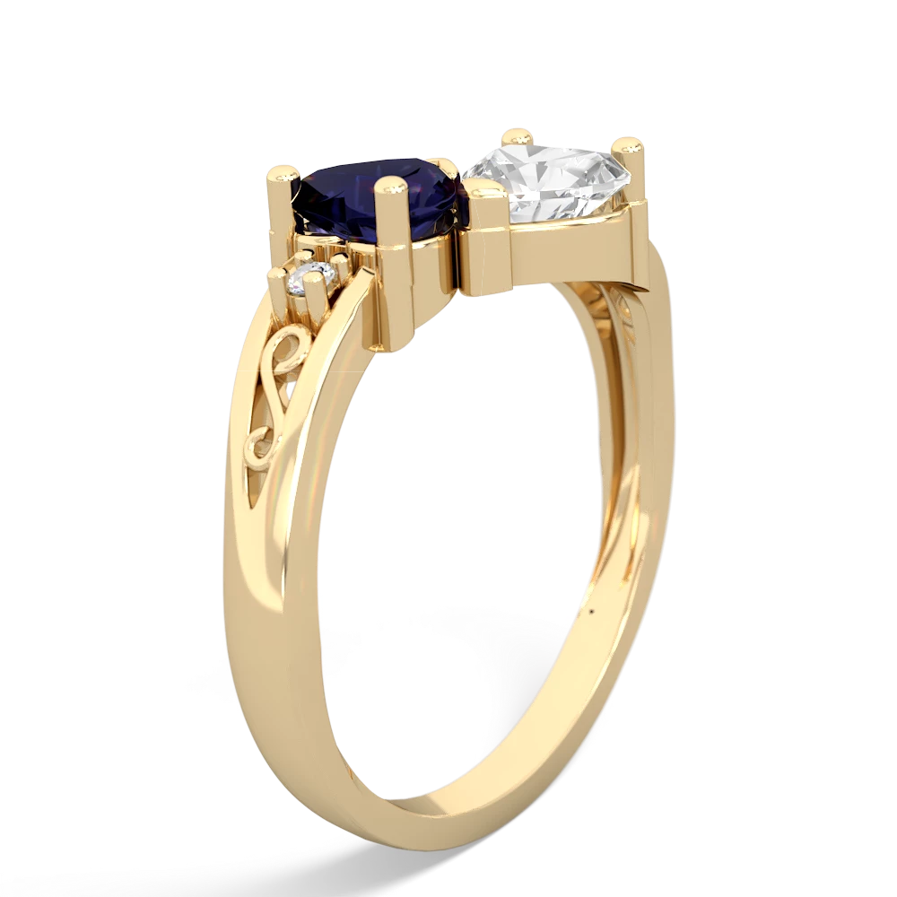 Sapphire Snuggling Hearts 14K Yellow Gold ring R2178