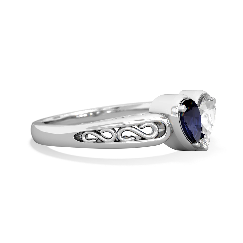 Sapphire Filligree 'One Heart' 14K White Gold ring R5070