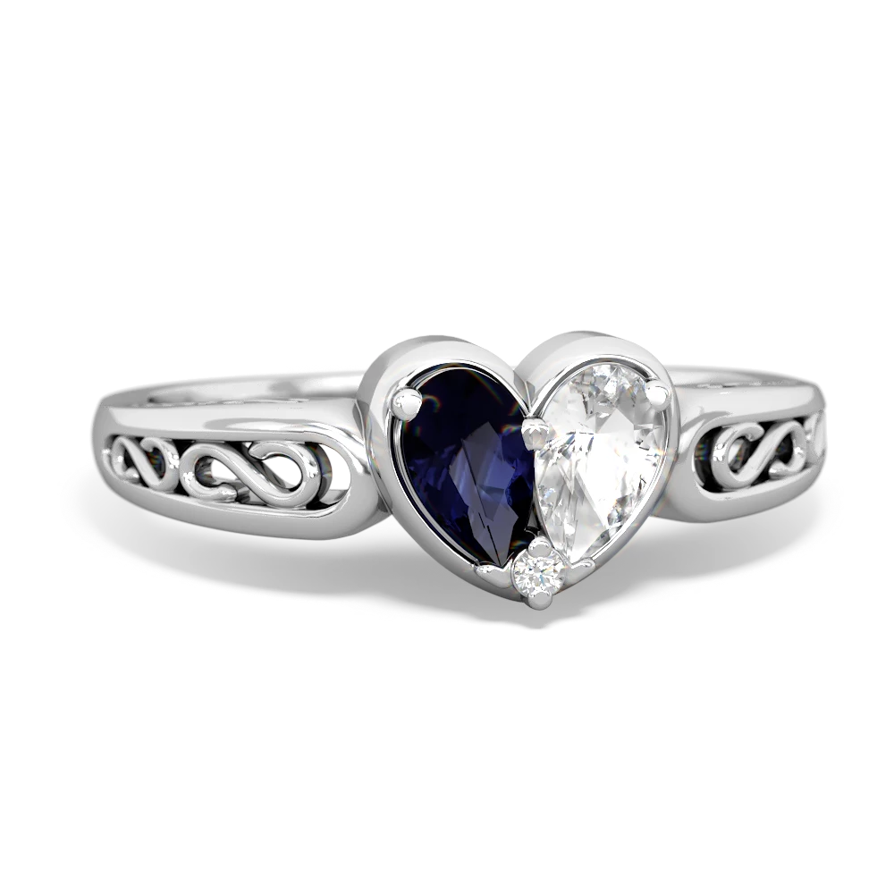 Sapphire Filligree 'One Heart' 14K White Gold ring R5070