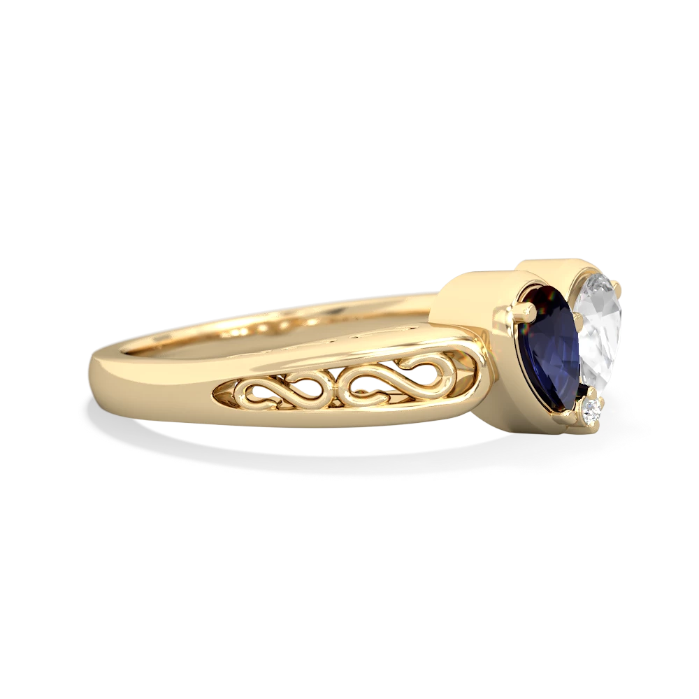 Sapphire Filligree 'One Heart' 14K Yellow Gold ring R5070