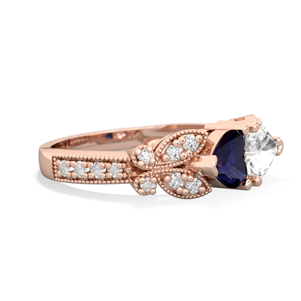 Sapphire Diamond Butterflies 14K Rose Gold ring R5601