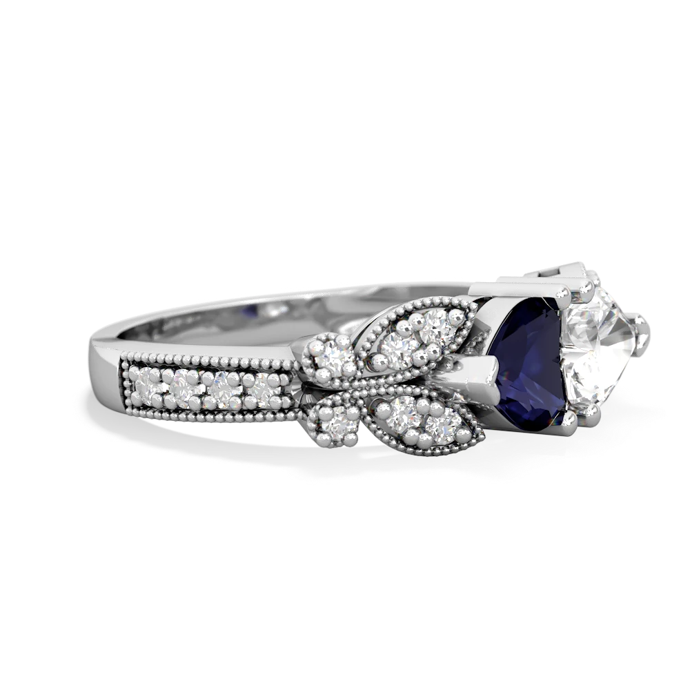 Sapphire Diamond Butterflies 14K White Gold ring R5601