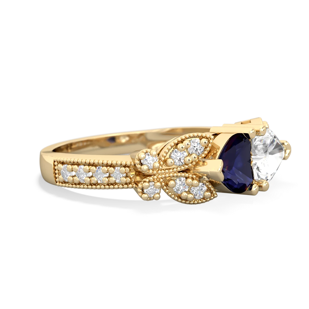 Sapphire Diamond Butterflies 14K Yellow Gold ring R5601