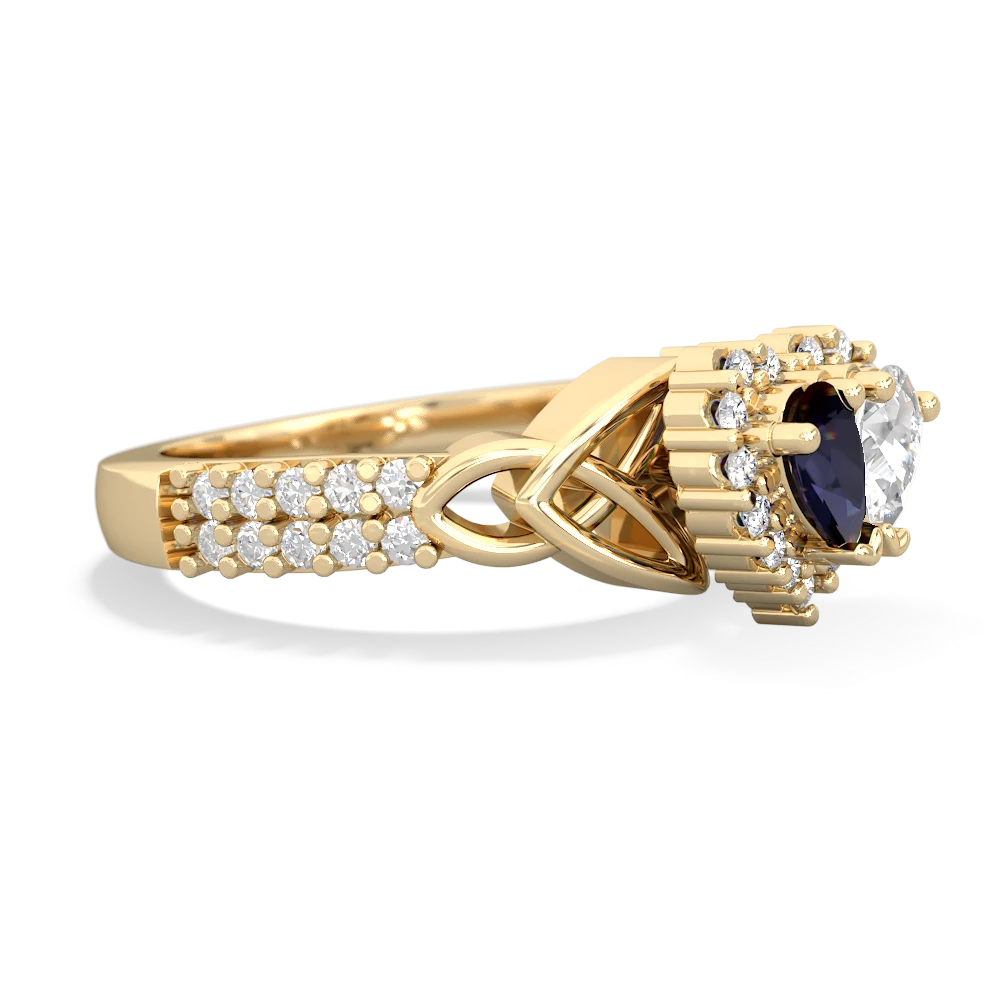 Sapphire Celtic Knot Two Hearts As One 14K Yellow Gold ring R2644HRT