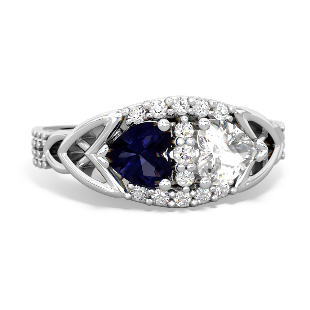 Sapphire Sparkling Celtic Knot 14K White Gold ring R2645