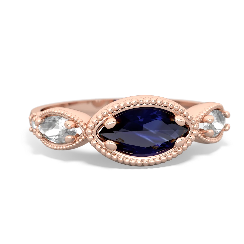 Sapphire Milgrain Marquise 14K Rose Gold ring R5700
