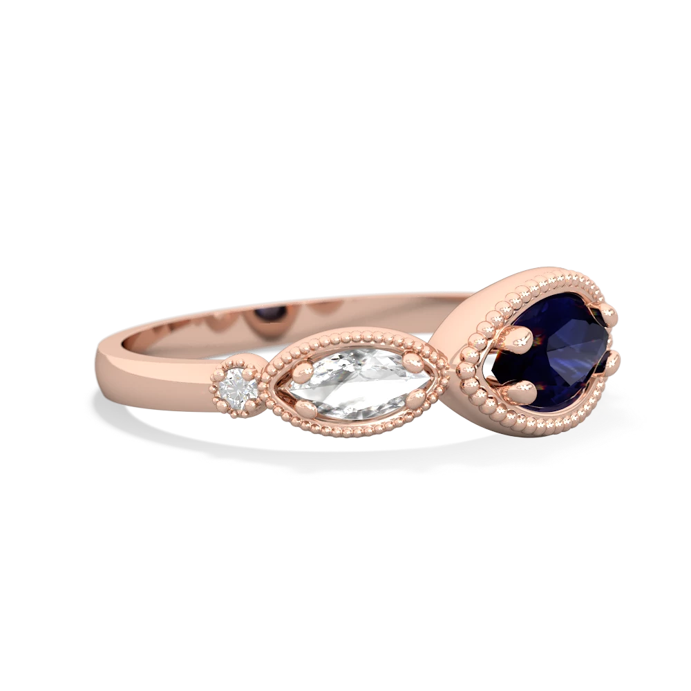 Sapphire Milgrain Marquise 14K Rose Gold ring R5700