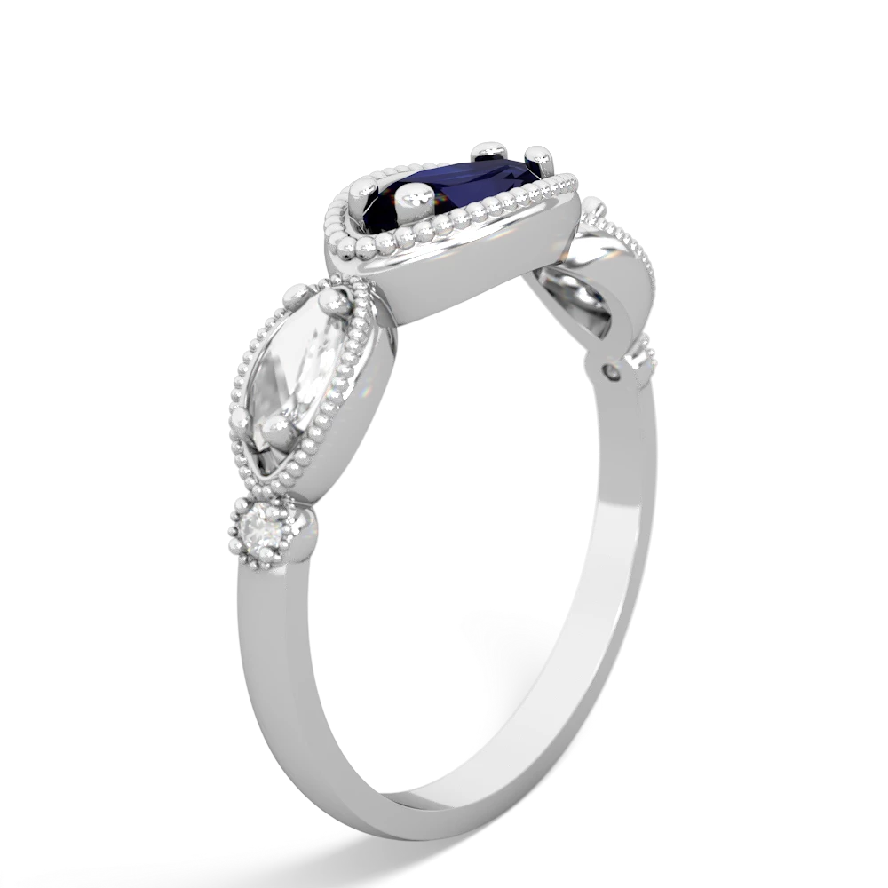 Sapphire Milgrain Marquise 14K White Gold ring R5700