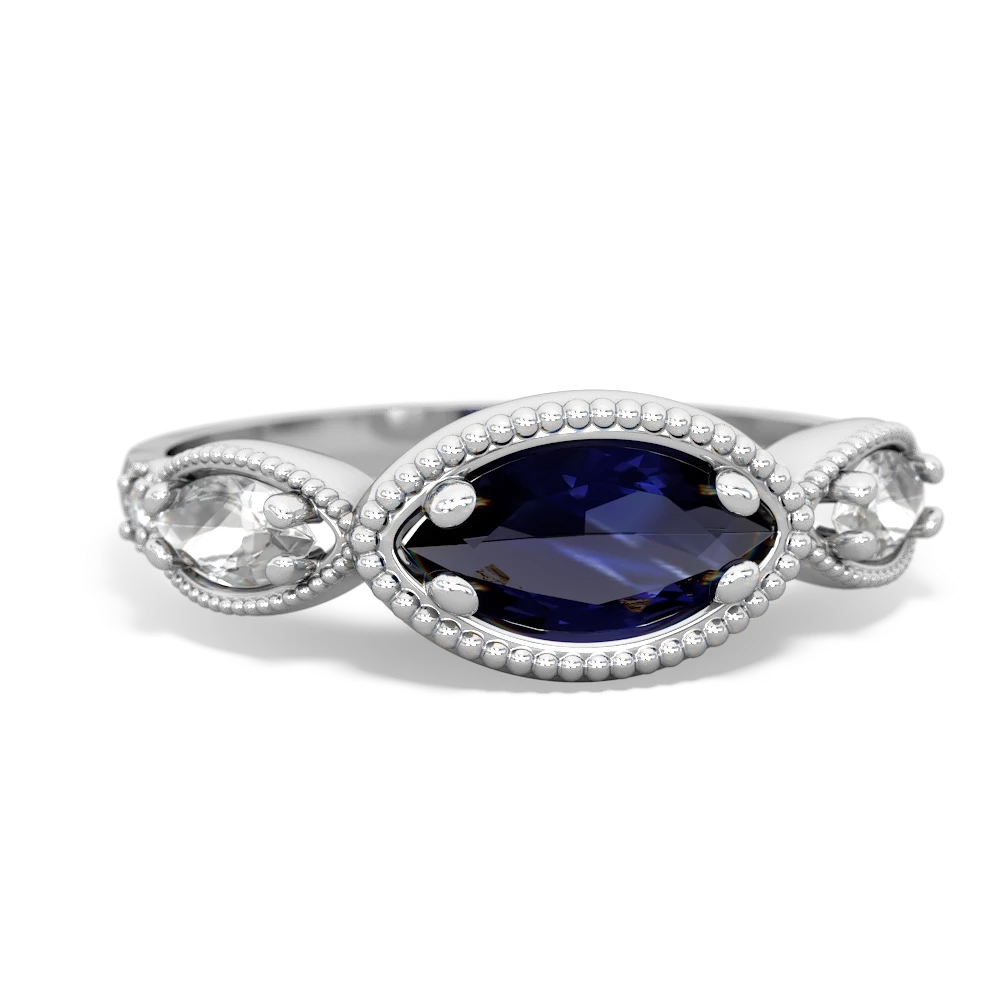 Sapphire Milgrain Marquise 14K White Gold ring R5700