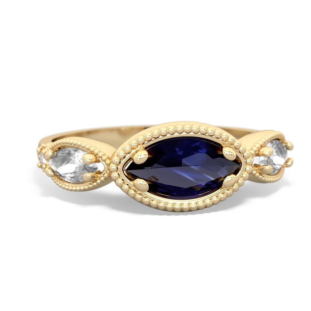 Sapphire Milgrain Marquise 14K Yellow Gold ring R5700