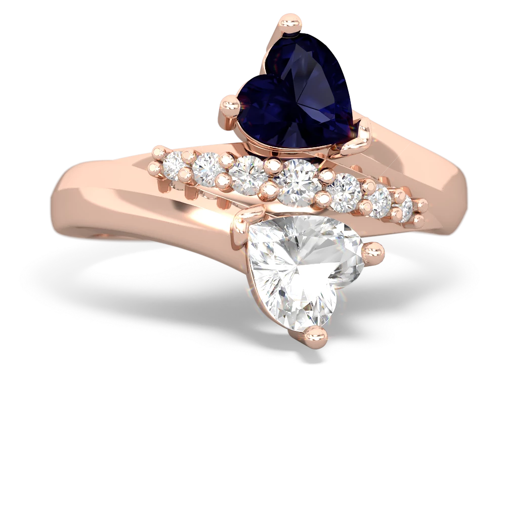 Sapphire Heart To Heart 14K Rose Gold ring R2064