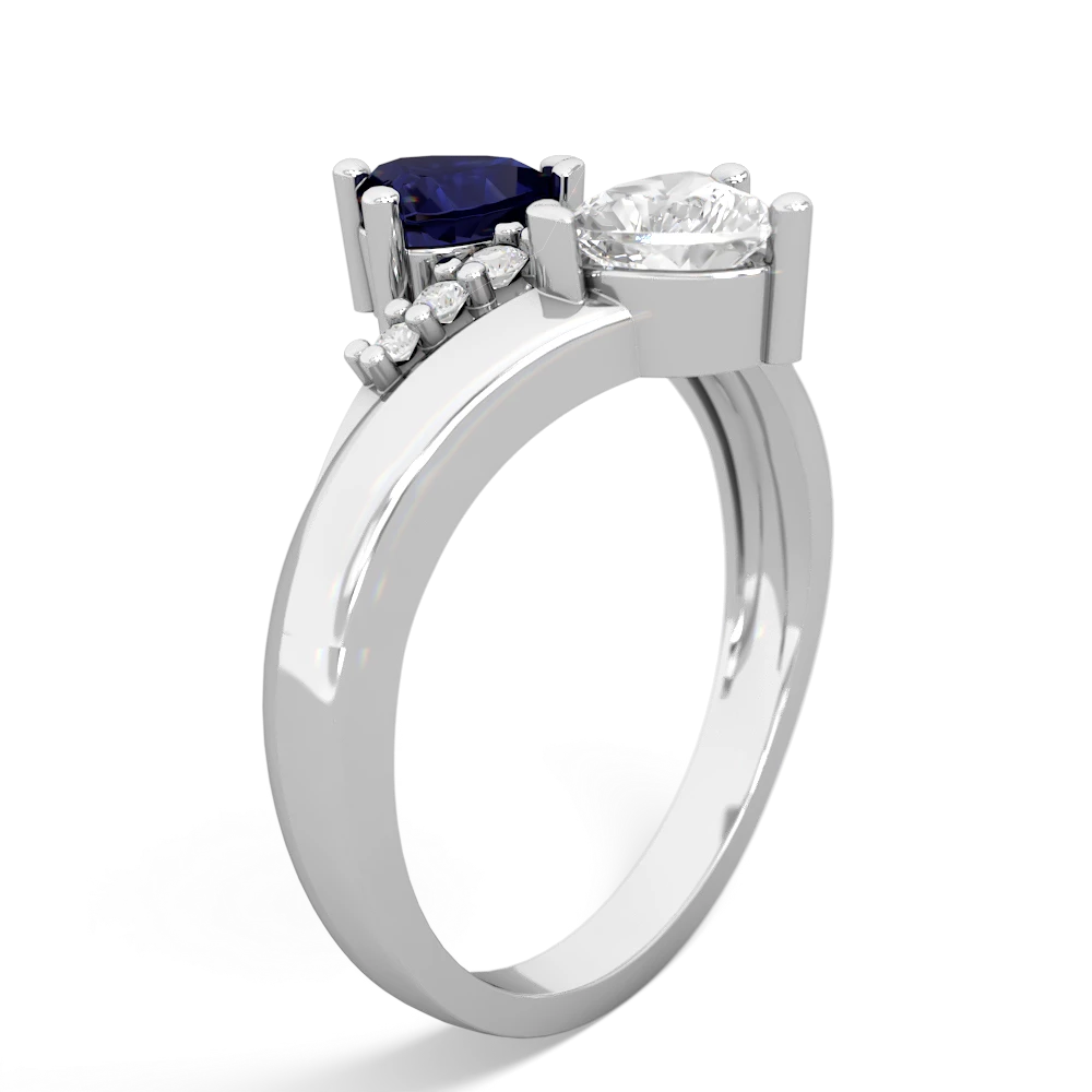 Sapphire Heart To Heart 14K White Gold ring R2064