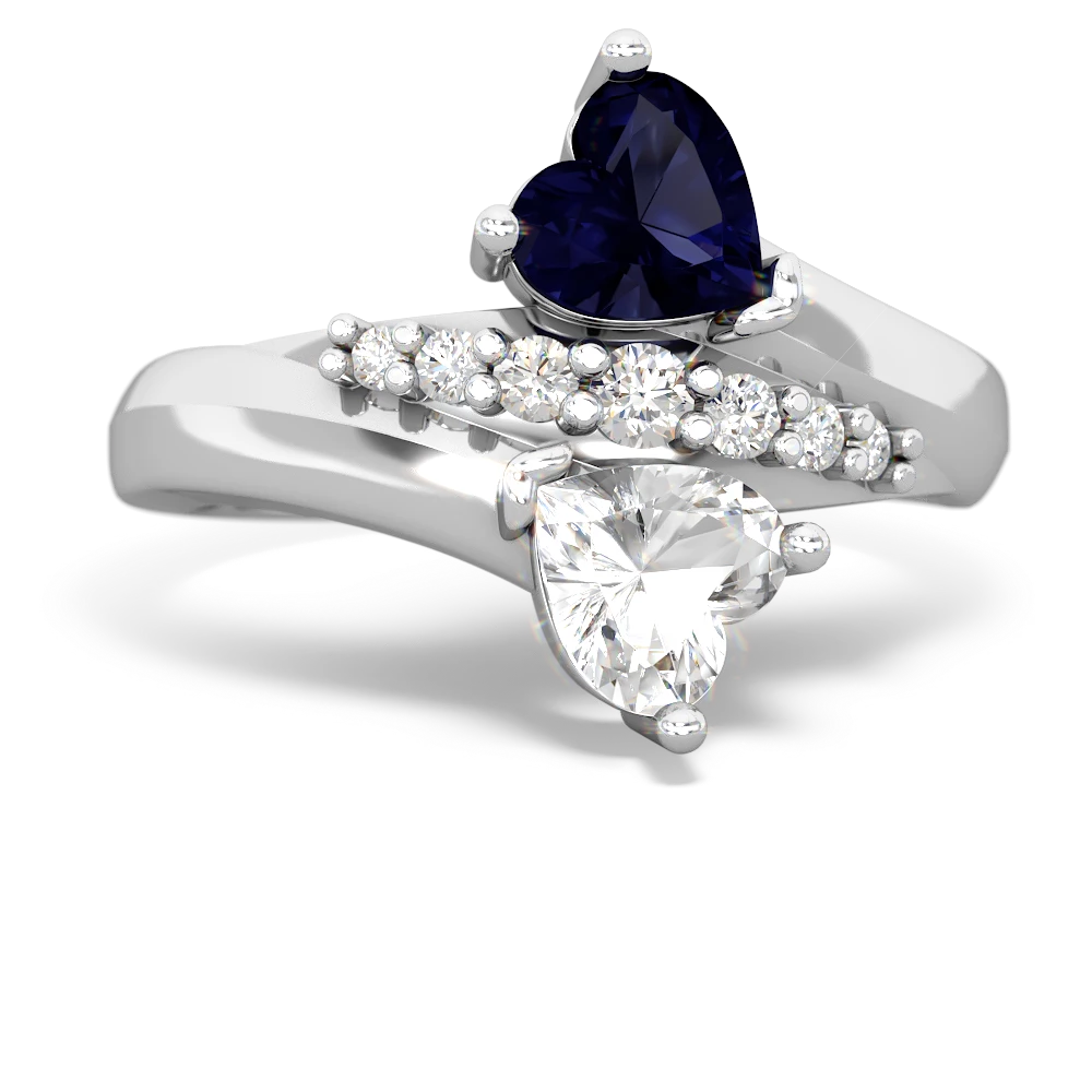 Sapphire Heart To Heart 14K White Gold ring R2064