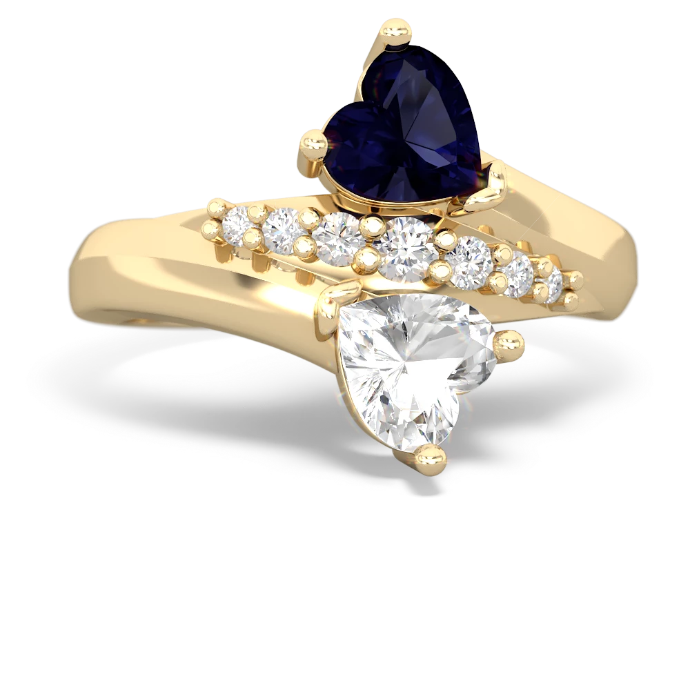 Sapphire Heart To Heart 14K Yellow Gold ring R2064