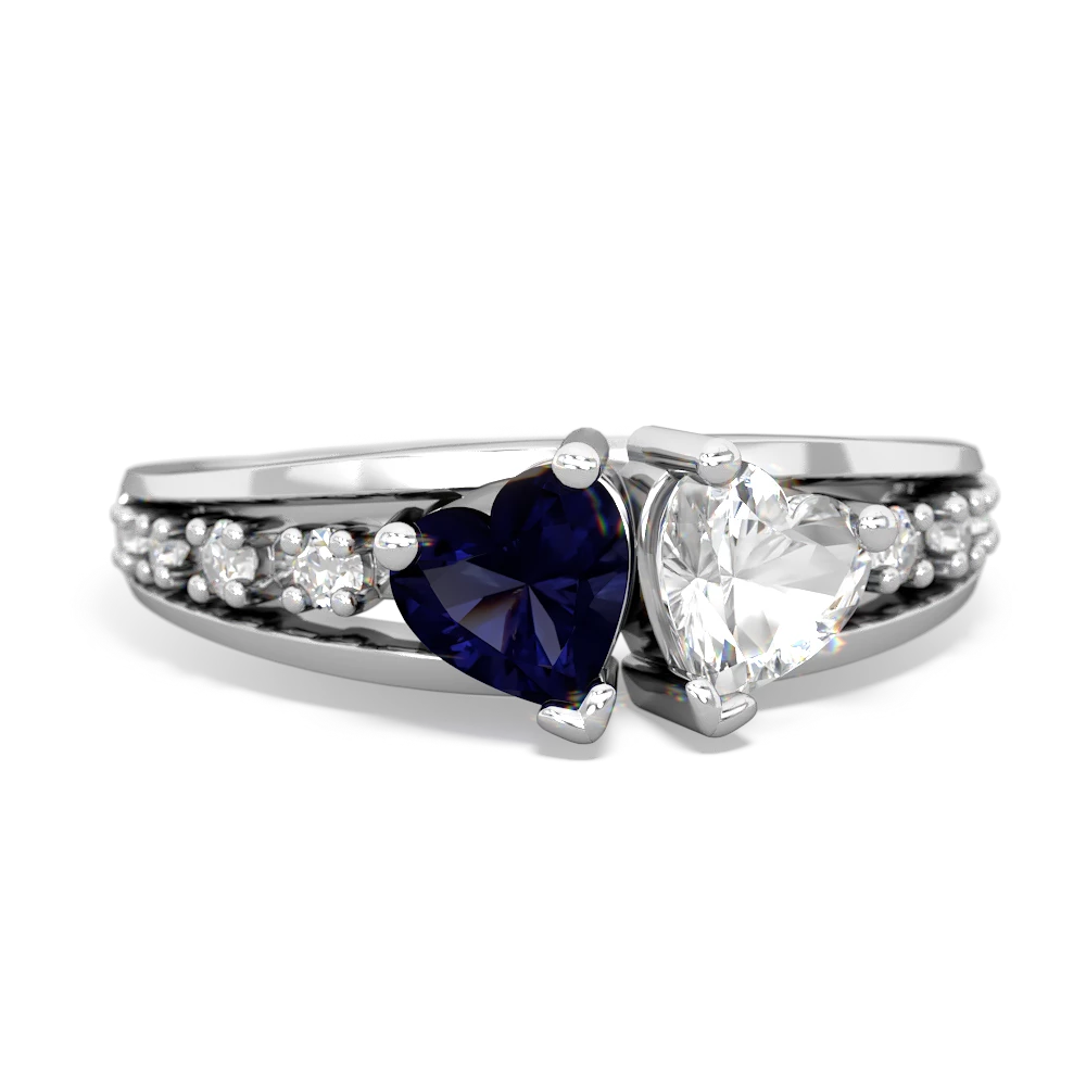 Sapphire Heart To Heart 14K White Gold ring R3342