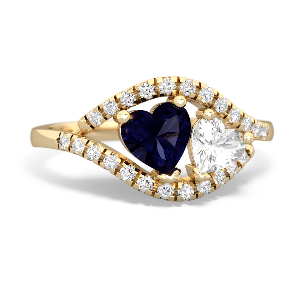 Sapphire Mother And Child 14K Yellow Gold ring R3010