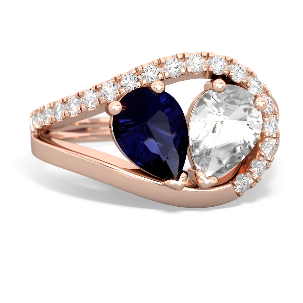 Sapphire Nestled Heart Keepsake 14K Rose Gold ring R5650